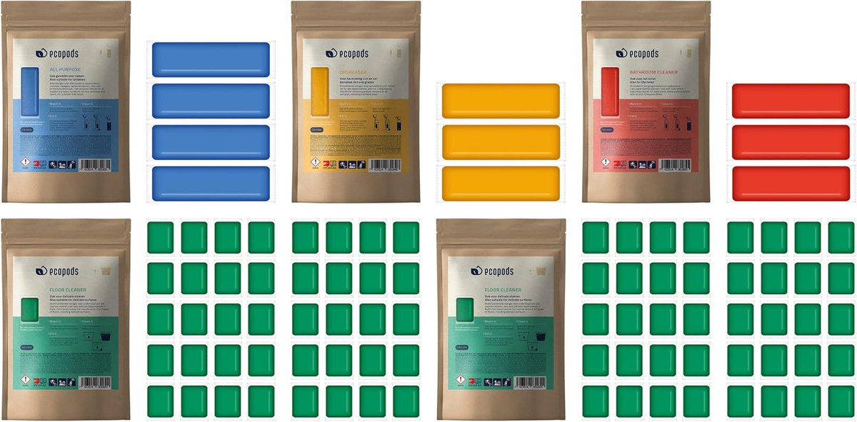 Refill Pack M - Ecologische Refill - Wateroplosbare Pods - Voor 9 maanden schoonmaakplezier - ShopVlot