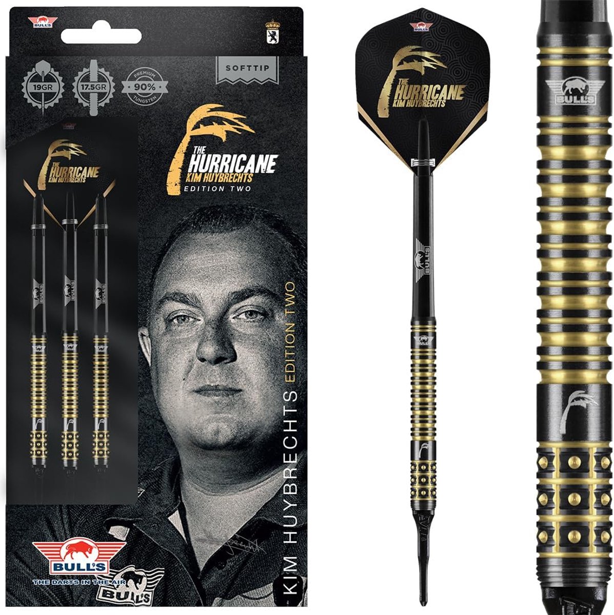 Darts 90% tungsten softtip - Kim Huybrechts design - Elegant zwart en goud - Perfect voor elke speler - ShopVlot