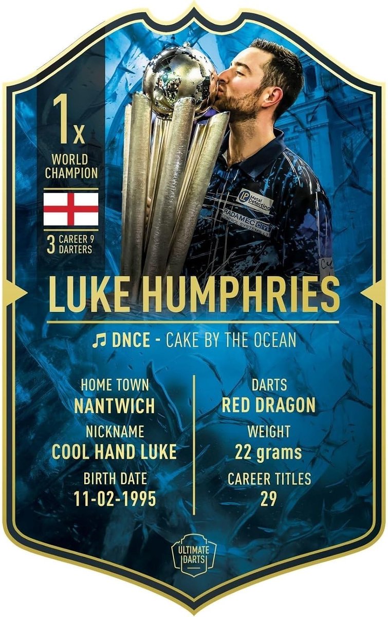 Darts Card Luke Humphries - Wereldkampioen 2024 - Bull's Darts original - Verzamelitem voor dartliefhebbers - ShopVlot