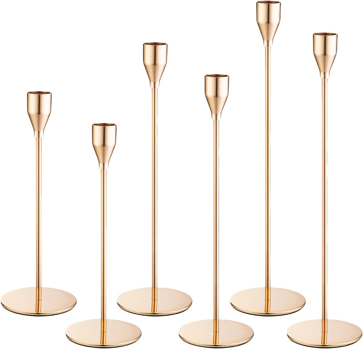 Kandelaars 6-delig - Metalen goud - Retro elegante stijl - Perfect voor sfeervolle diners - ShopVlot