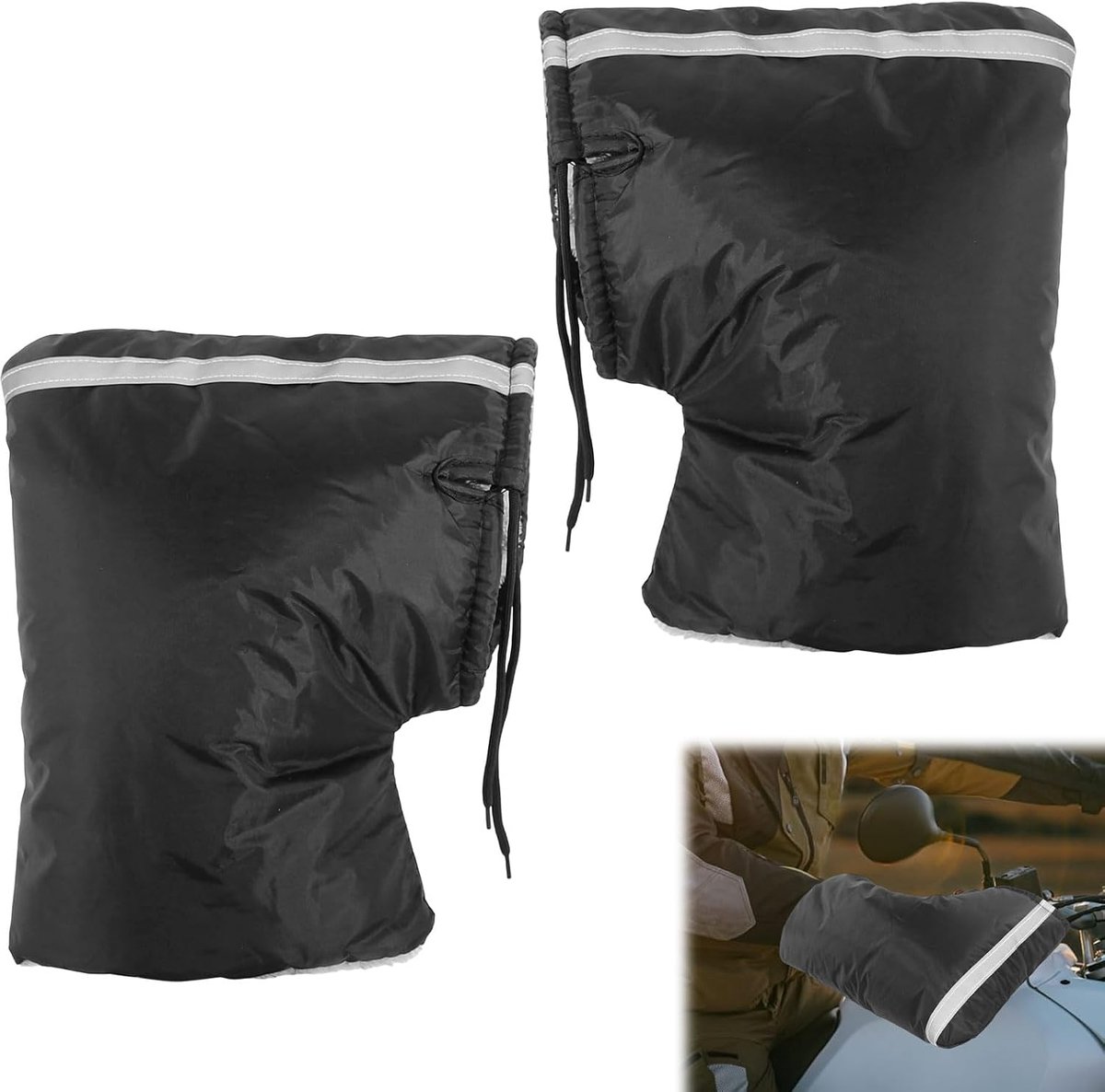 Motorfiets stuurhandschoenen - universeel waterdicht - reflecterende strepen - optimale warmtebescherming - ShopVlot