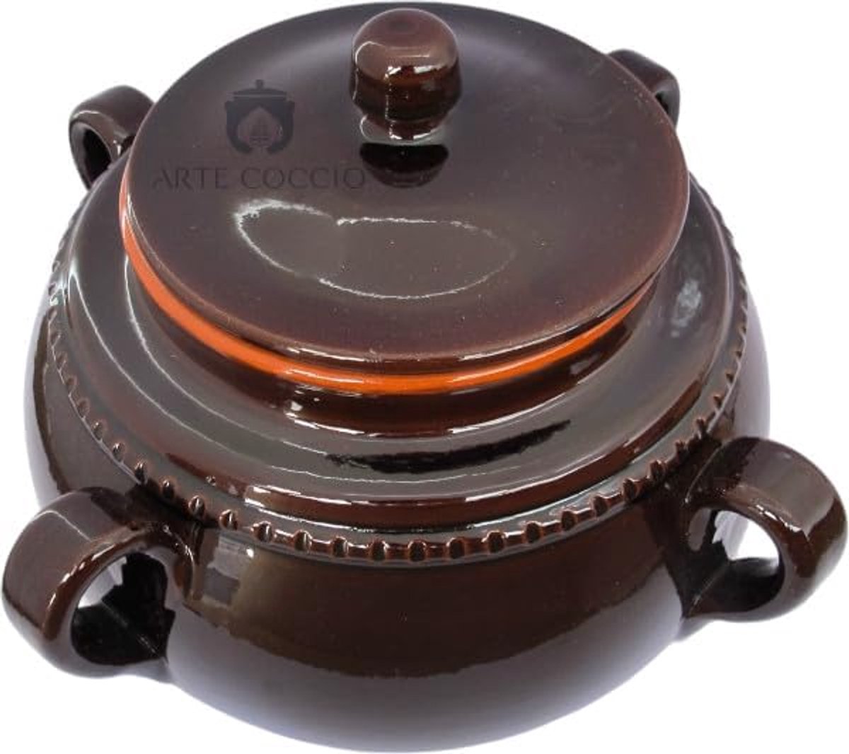 Afvalemmer 25 cm - handgemaakt van majolika en terracotta - met handvatten - ideaal voor koken - ShopVlot