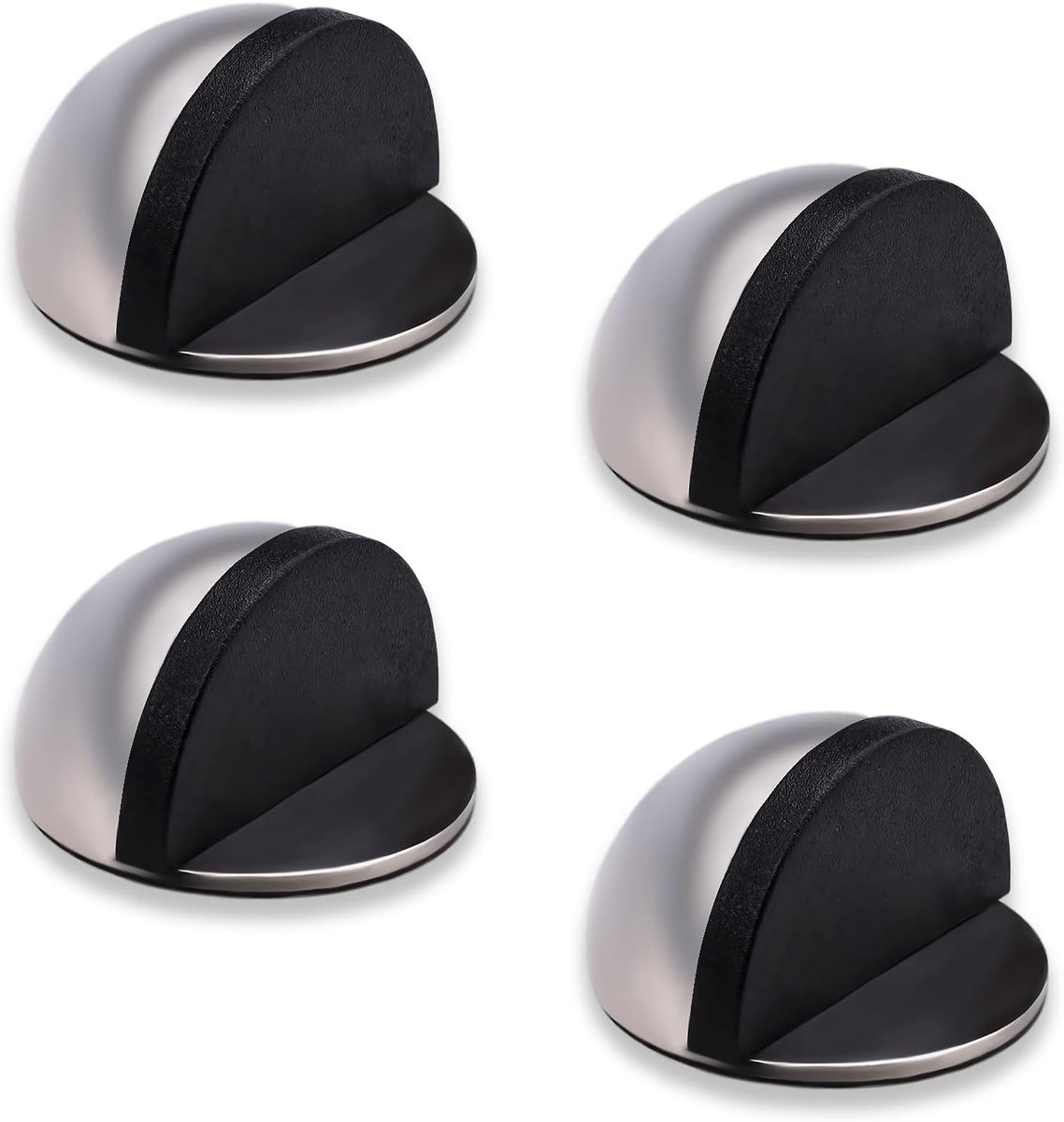 Deurstopper halfdome 4 stuks - zelfklevend roestvrij staal - wandbeschermer - ideaal voor binnengebruik - ShopVlot