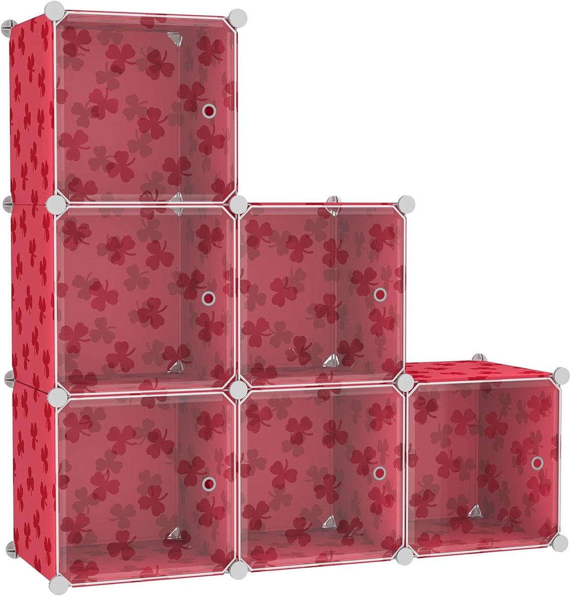 Opbergorganizer kubusvorm 92,4 cm - rood - met deuren - ideaal voor woonkamer - ShopVlot