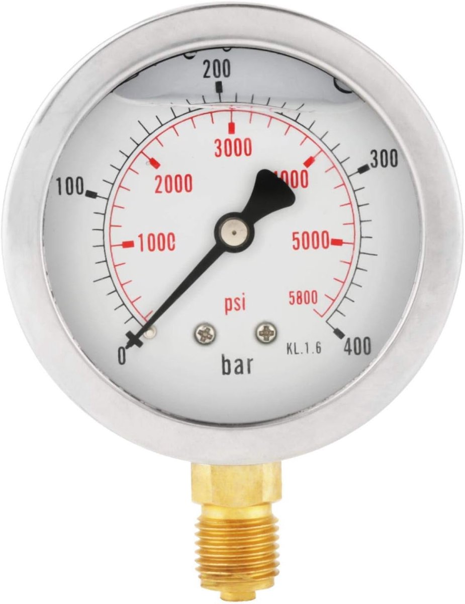 Hydraulische drukmeter 63mm - G1/4" draadverbinding - 0-400 bar / 0-5800 psi - nauwkeurige meting - ShopVlot
