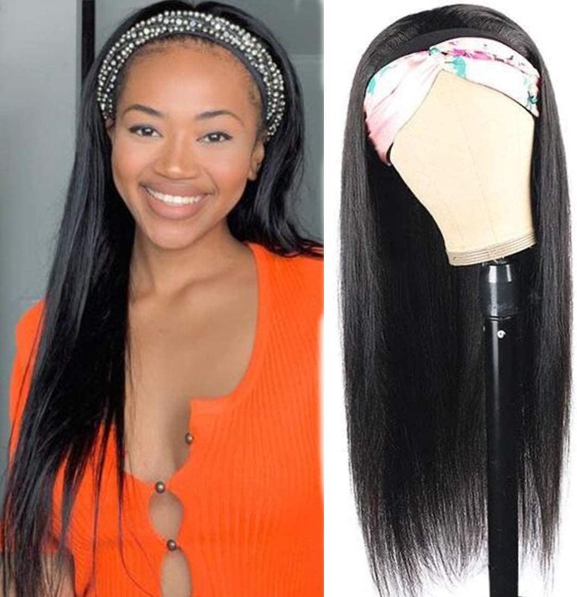 Headband Wig Recht 12 Inch - 100% Braziliaans Haar - Geen lijm nodig - Eenvoudig te dragen - ShopVlot