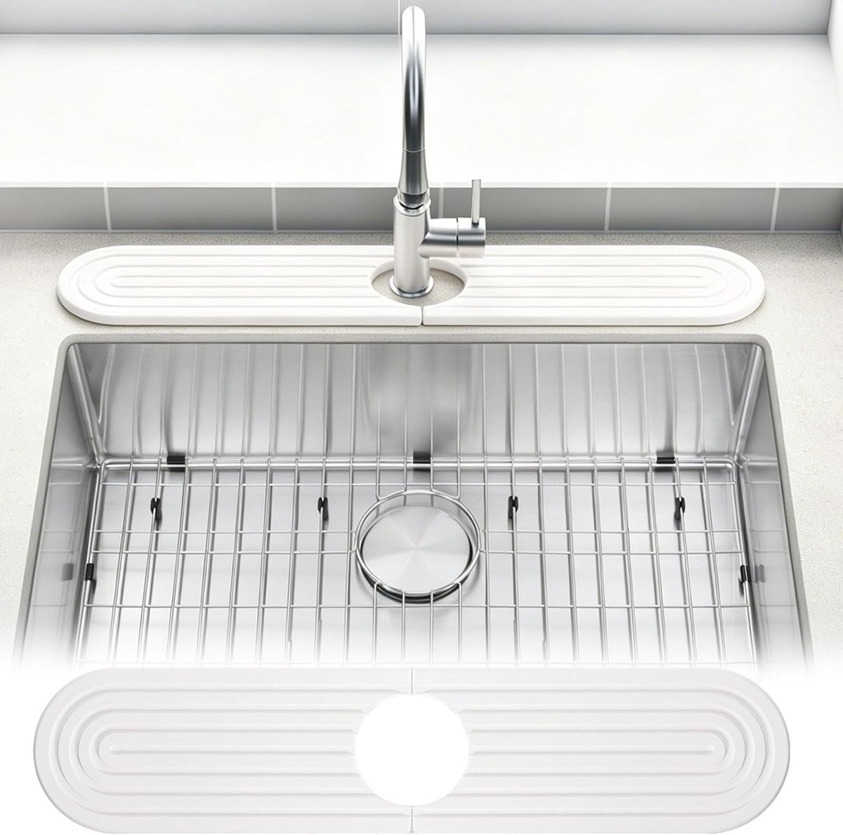 Afvoer Mat Keukenkraan Spatbescherming - Diatomiet Waterabsorberend - Sneldrogend en Hygiënisch - ShopVlot