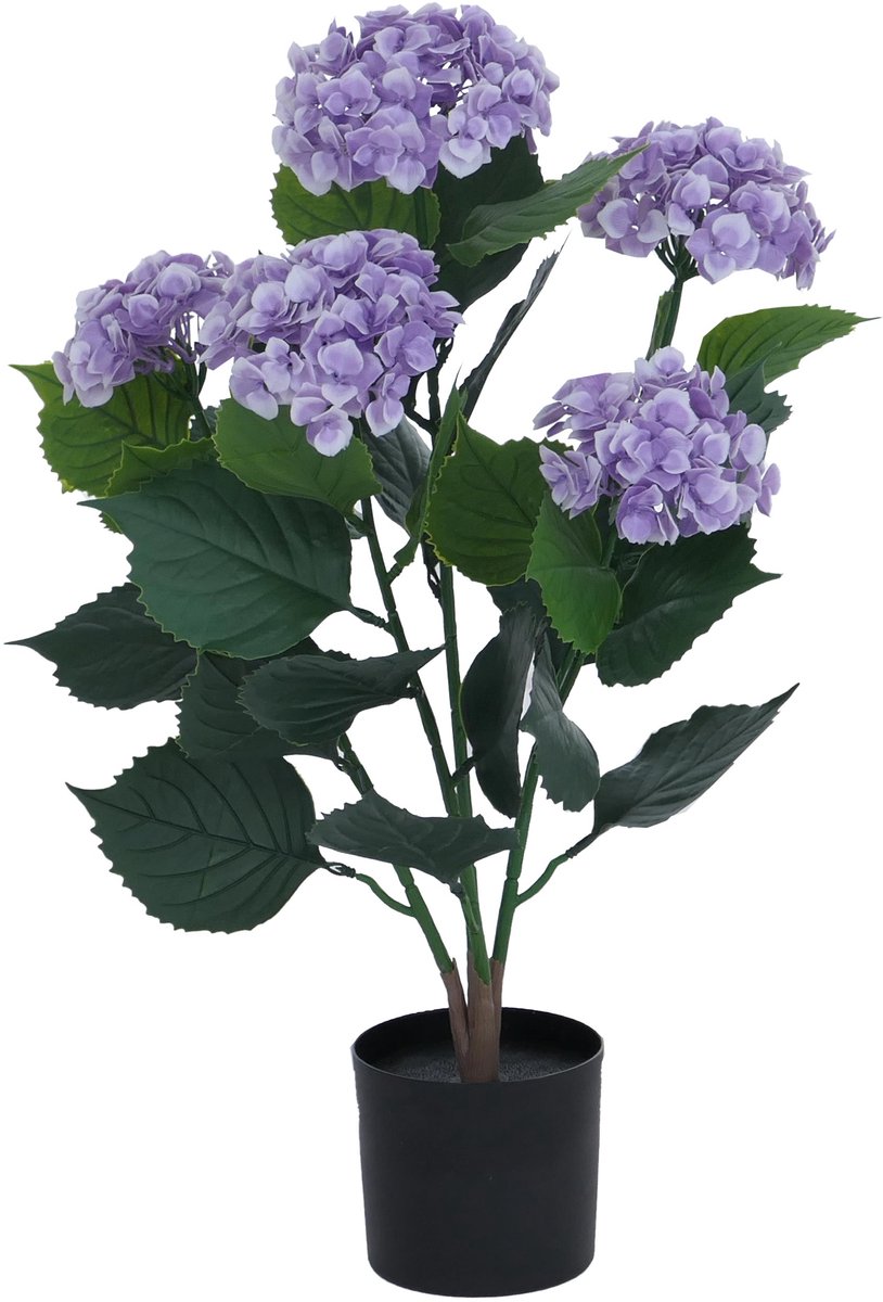 Kunsthortensia MCW-Q86, decoratieve plant, kunsthortensia, kunstplant, voor buiten, polyethyleen, 64x40x40 cm ~ paars