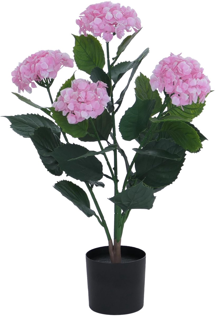 MCW Kunsthortensia MCW-Q86, decoratieve plant, kunsthortensia, kunstplant, voor buiten, polyethyleen, 64x40x40 cm ~ roze