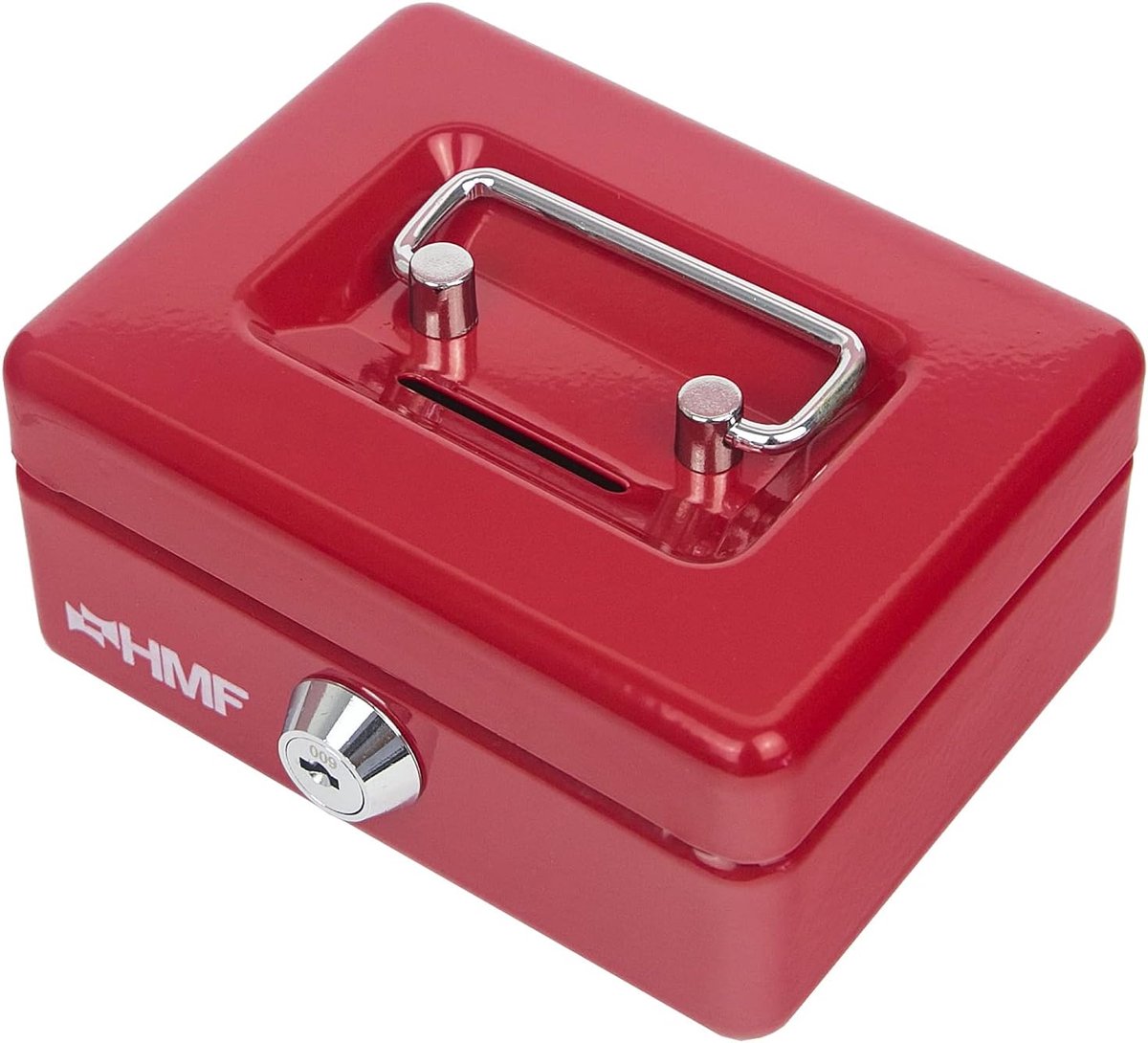 Spaarpot met cilinderslot 12,5 x 9,5 x 6 cm - robuust staal - met handvat - ideaal voor kinderen - ShopVlot