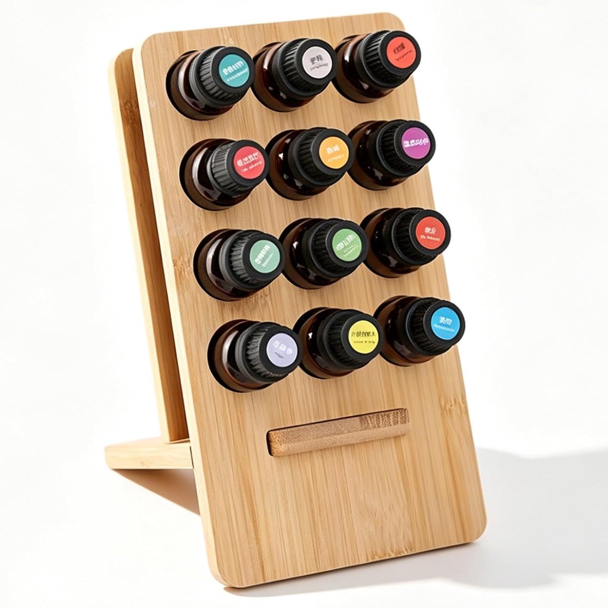 Houten standaard voor etherische olie 12 gaten - Bamboe/hout - Stabiele opslag - Ideaal voor thuis of kantoor - ShopVlot