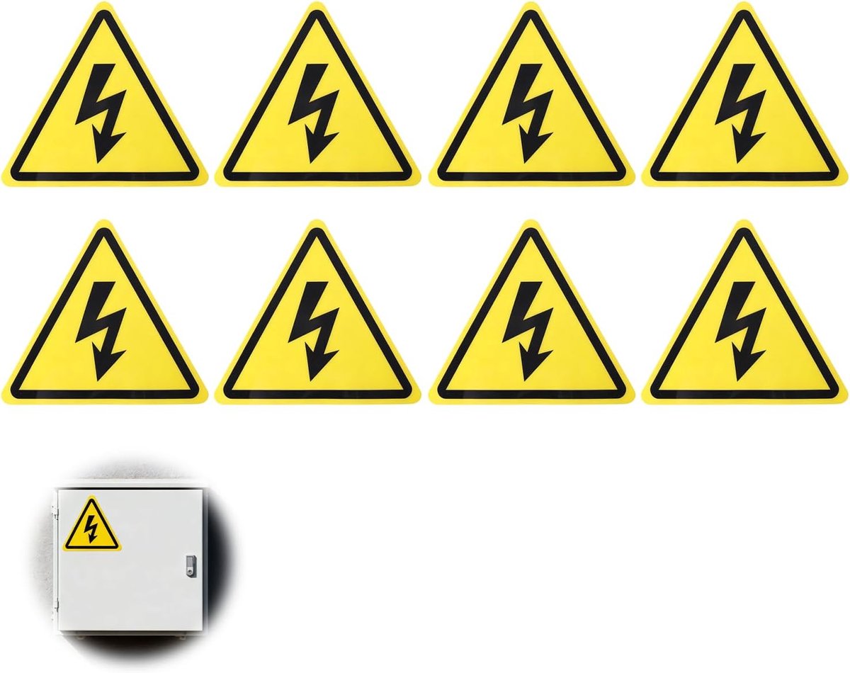 Waarschuwingsstickers 8-pack - Duurzaam vinyl - Voor binnen en buiten - Ideaal voor veiligheid - ShopVlot