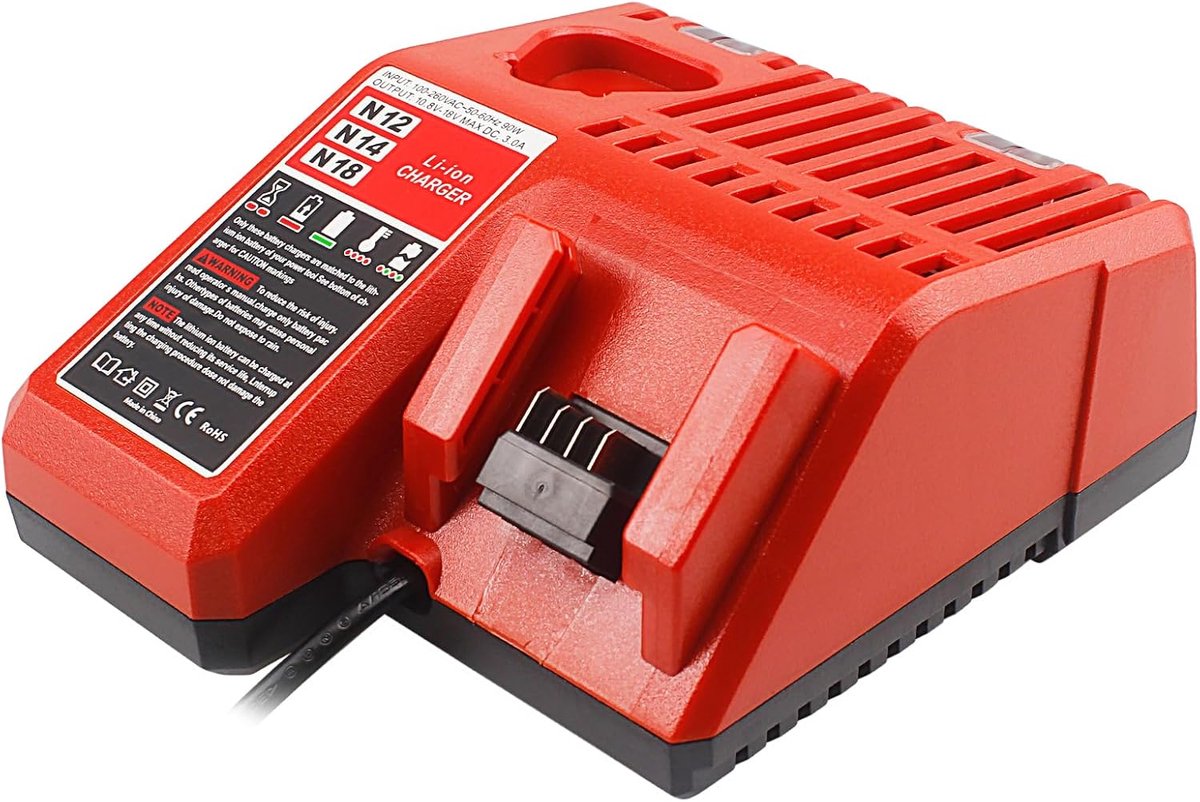 Oplader voor Milwaukee M12 M18 - Hoogwaardige kwaliteit - Bescherming tegen overbelasting - ShopVlot