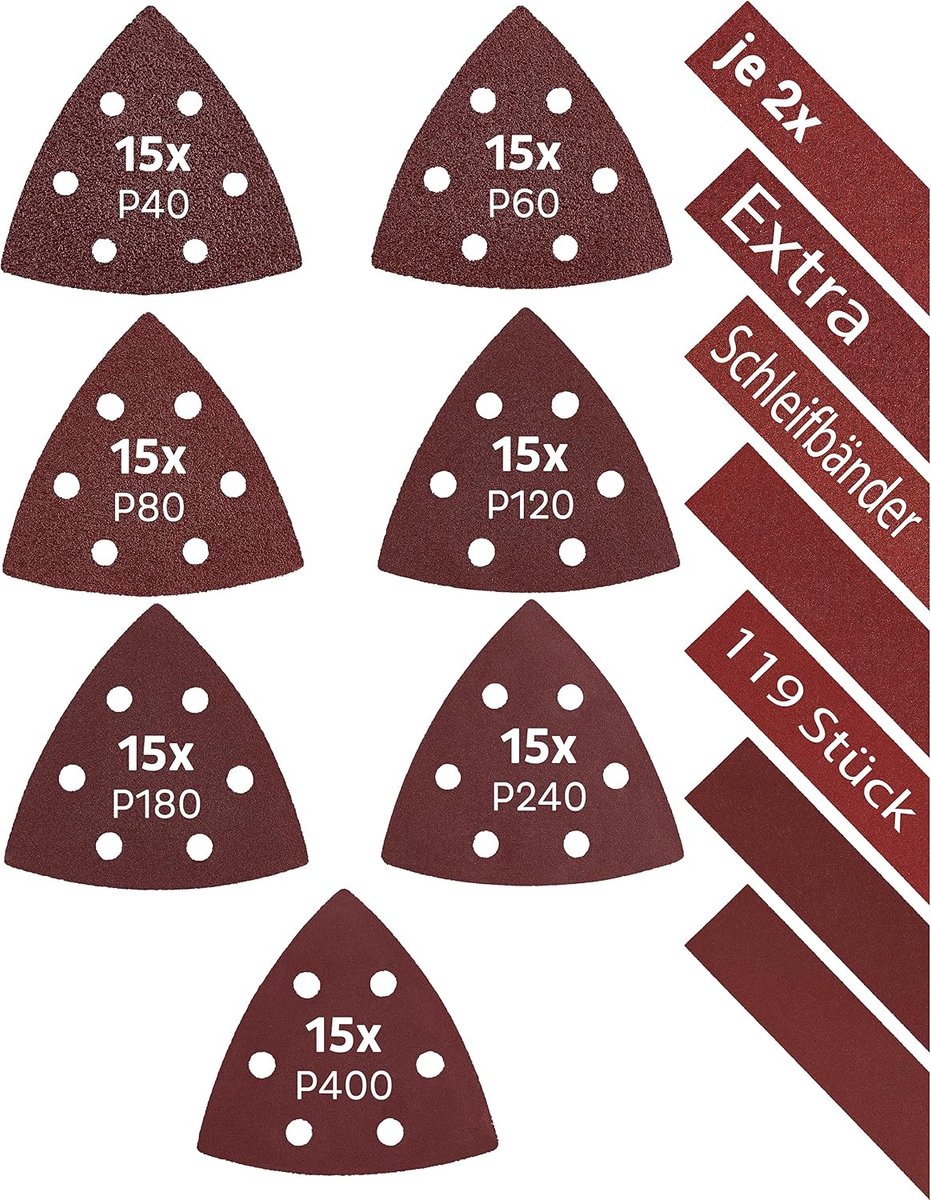 Delta schuurpads 105 stuks - 93 x 93 x 93 mm - professionele kwaliteit - ideaal voor hoeken en randen - ShopVlot
