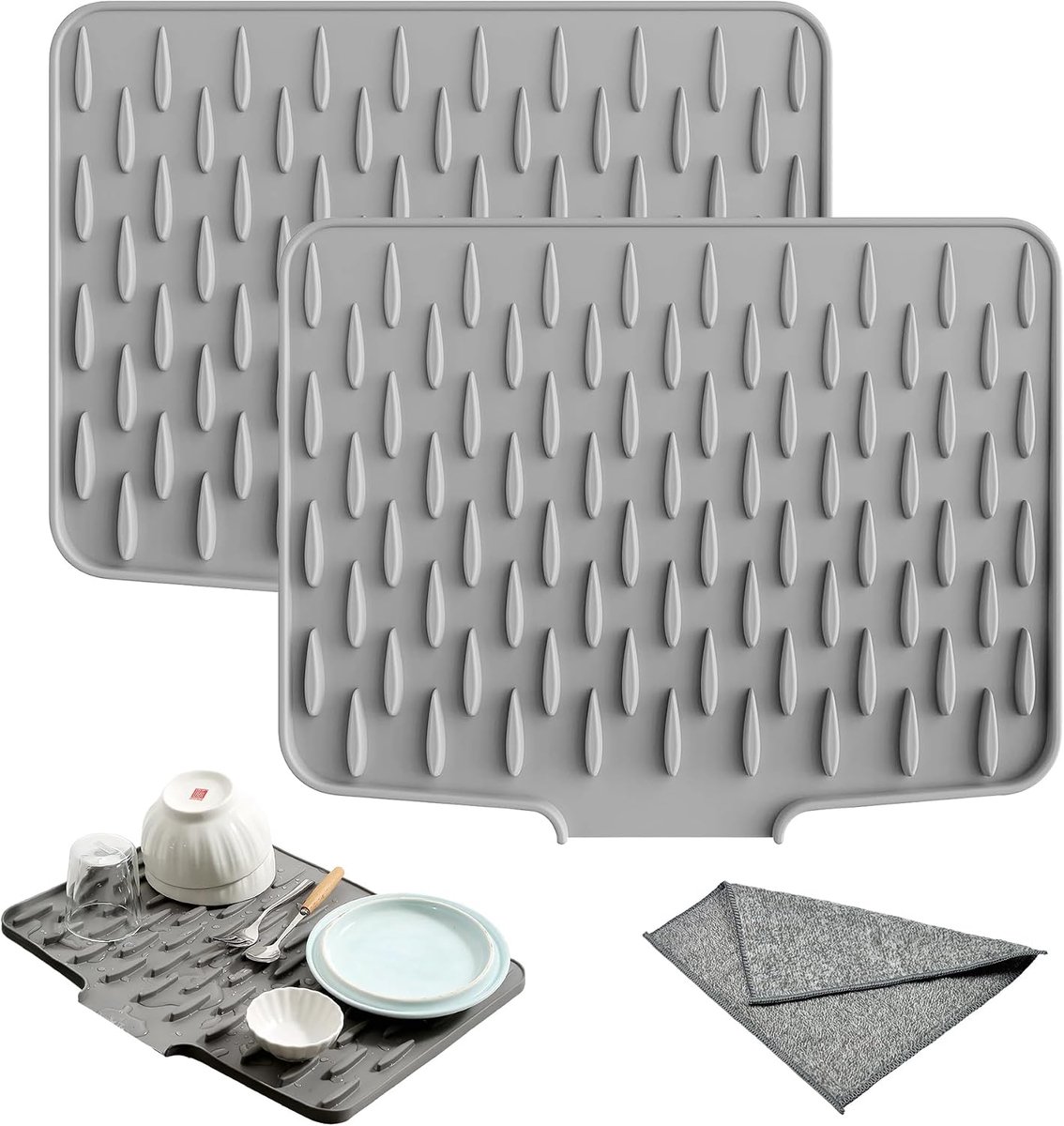 Afvoeronderlegger set 2 stuks - 40 x 30 cm - silicone - lekvrij en geurloos - ShopVlot