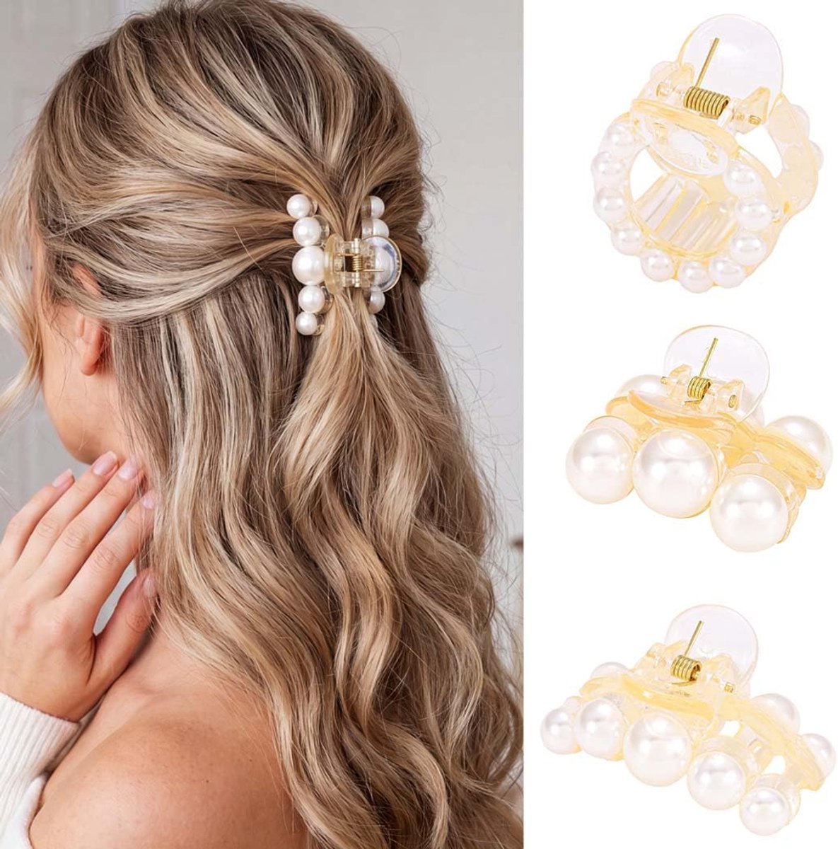Haarclips Kleine Parel - Antislip - Ideaal voor Opsteekkapsels - ShopVlot