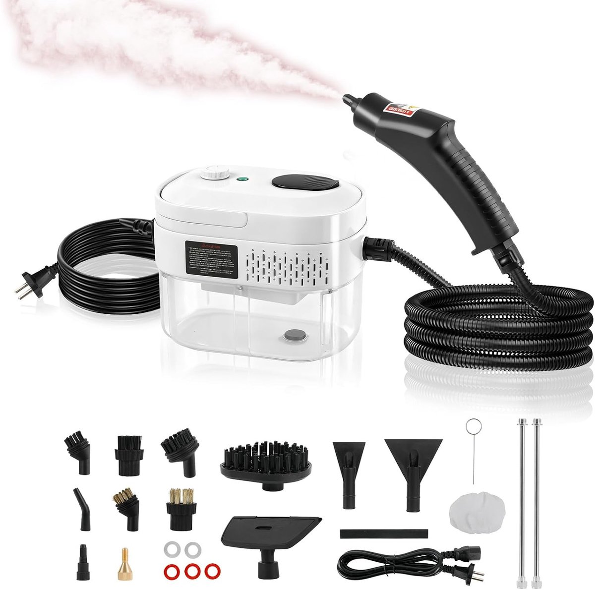Stoomreiniger 2500 W - handapparaat 1400 ml - 4 borstelkoppen - ideaal voor vloeren en keuken - ShopVlot