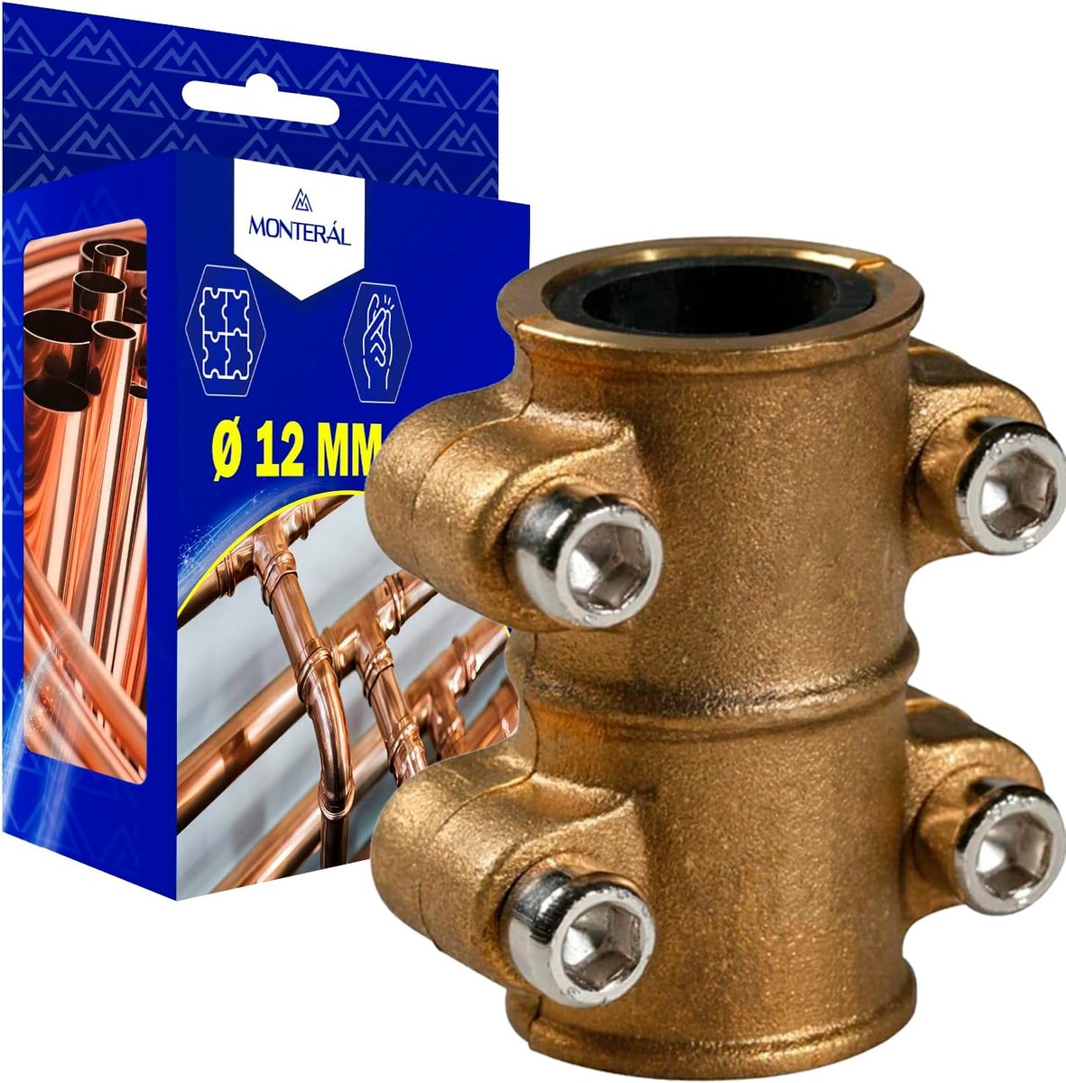 Klem voor koperen slang 12 mm - van messing - stevige bevestiging - ideaal voor leidingen - ShopVlot