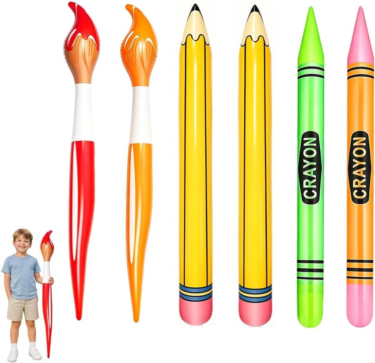 Pennen decoratie voor eerste schooldag - 6 stuks opblaasbare potloden - kleurrijke feestversiering - vrolijke ontvangst - ShopVlot