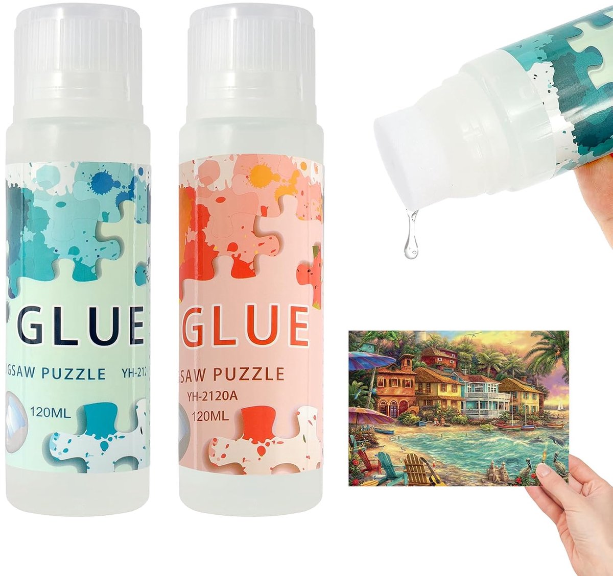Puzzellijm 2-pack 120 ml - Heldere lijm met applicator - Sneldrogend - Perfect voor het plakken van puzzels - ShopVlot