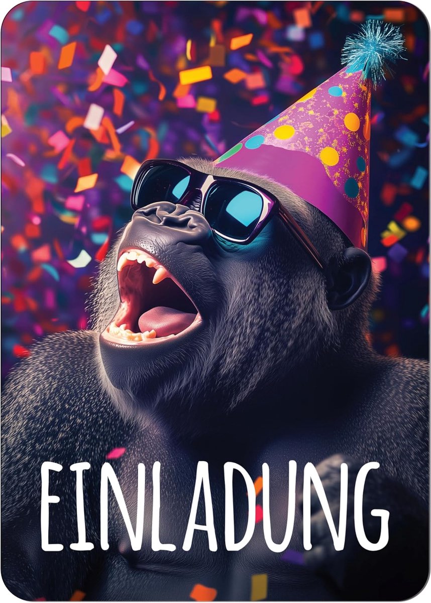 Verjaardagsuitnodigingen - 12 Gorilla uitnodigingen - Grappig ontwerp - Onvergetelijke feestervaring - ShopVlot