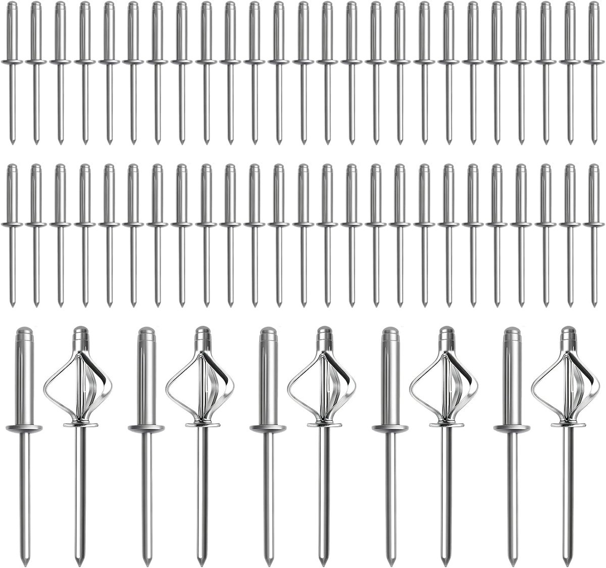 Blindklinknagels 60 Stuks - Grote Flens 48*25mm - Aluminium - Sterke bevestiging voor metaal, hout en kunststof - ShopVlot