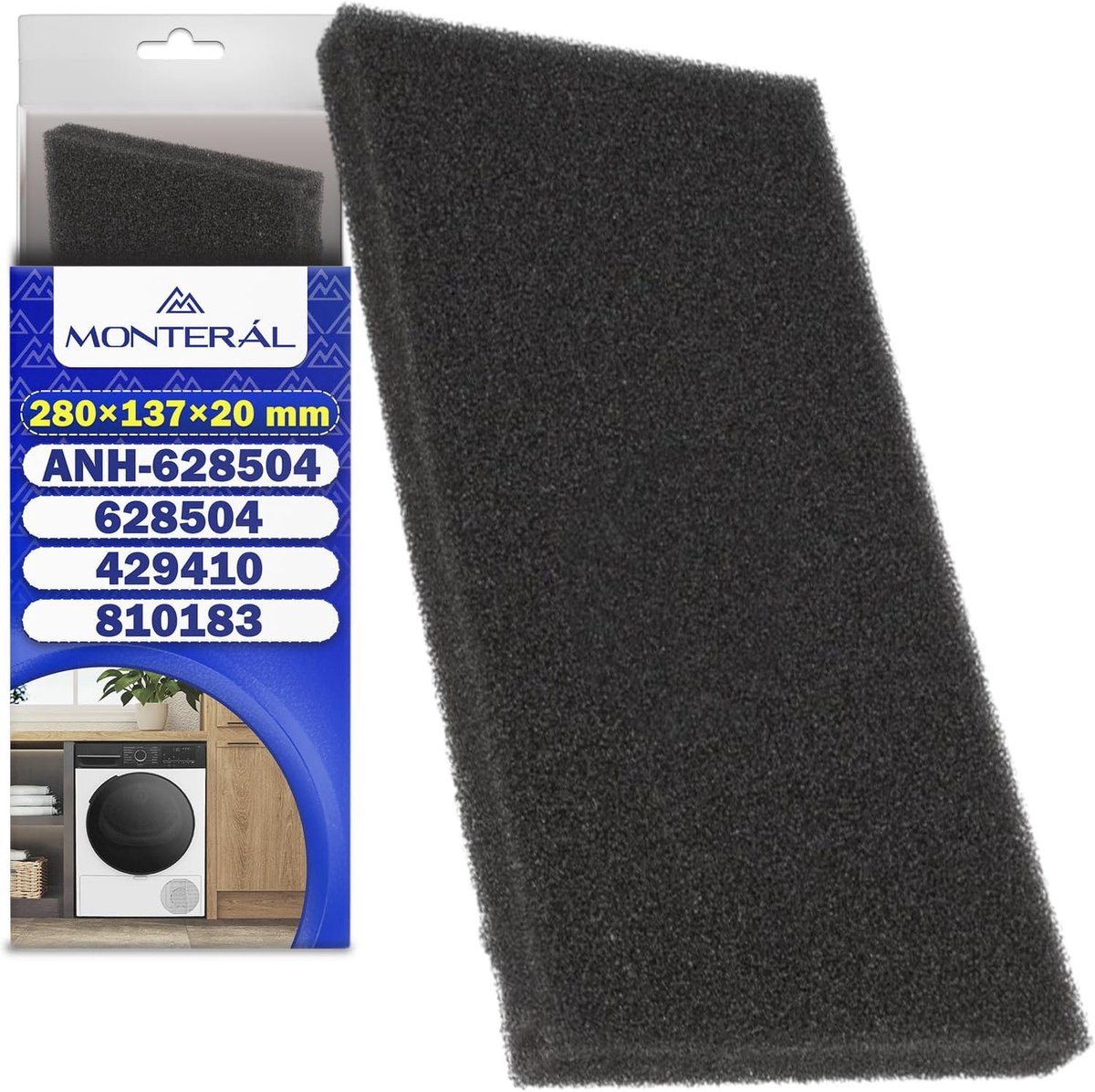 Sponsfilter wasdroger 280 x 137 x 20 mm - origineel 628504 - geschikt voor diverse merken - houdt je wasdroger schoon - ShopVlot