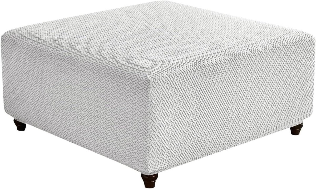 Zitzakhoes Vierkant - Poef Cover Kruk Beschermer - Meubels Beschermen - Elastische Polyestermix - Medium - Wit