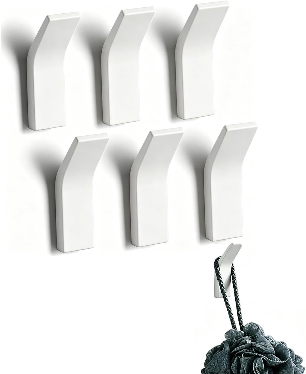 Kapstokstickers 6 stuks - Space aluminium haken - Zelfklevend - Creëer extra ruimte zonder boren - ShopVlot