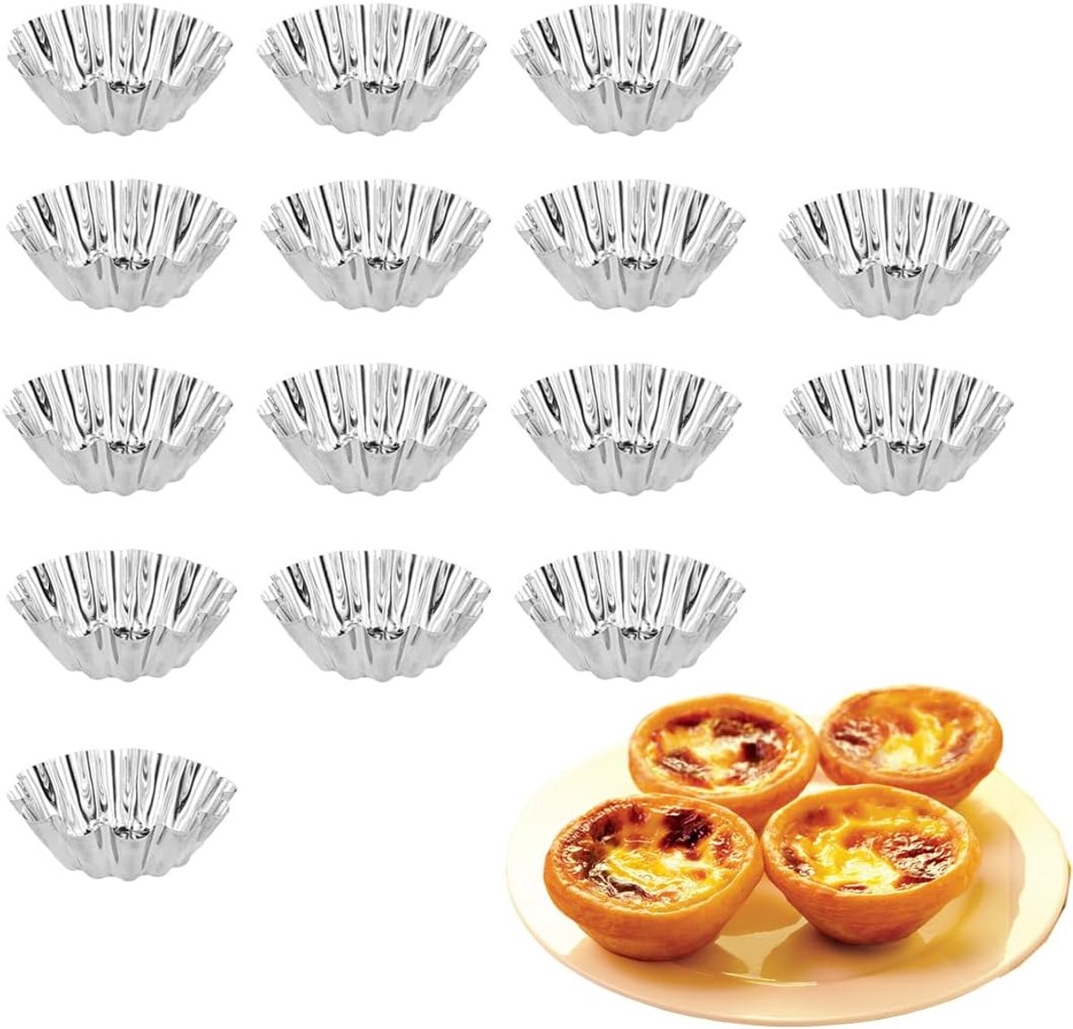 Cakevormen 15 stuks - RVS - Herbruikbaar - Ideaal voor muffins en mini cakes - ShopVlot