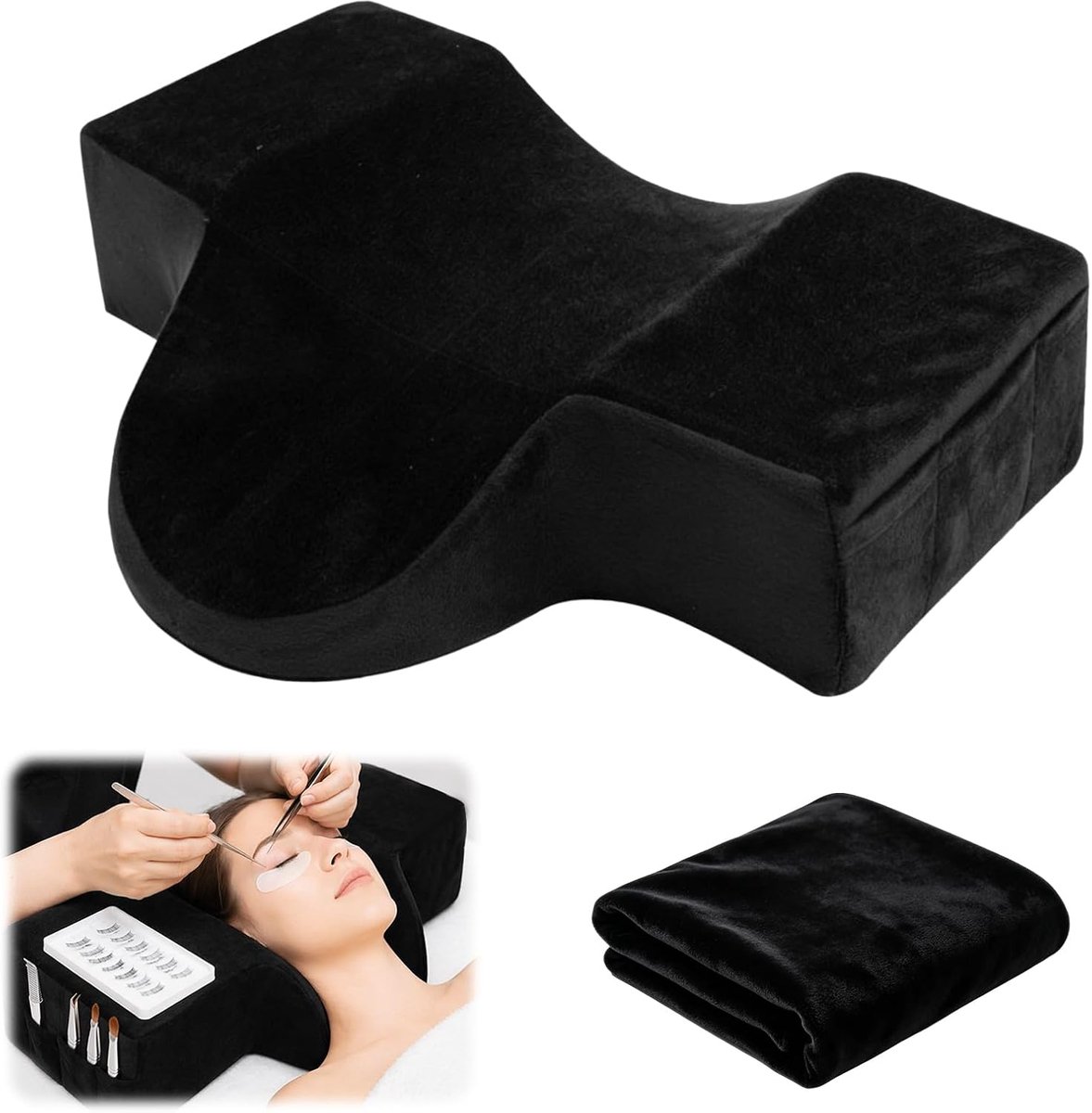 Eyelash Pad U-vormig - Geheugenfoam - Flanellen hoes - Maximaal comfort bij wimperextensions - ShopVlot
