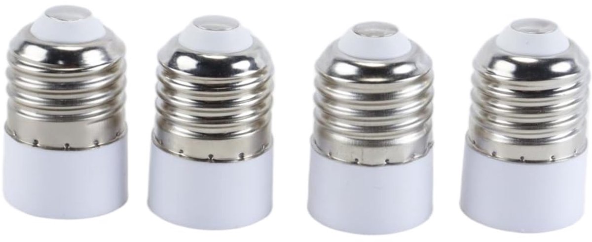 E27 naar E14 adapter - 4 stuks - wit metaal en plastic - energiezuinig - voor binnengebruik - ShopVlot