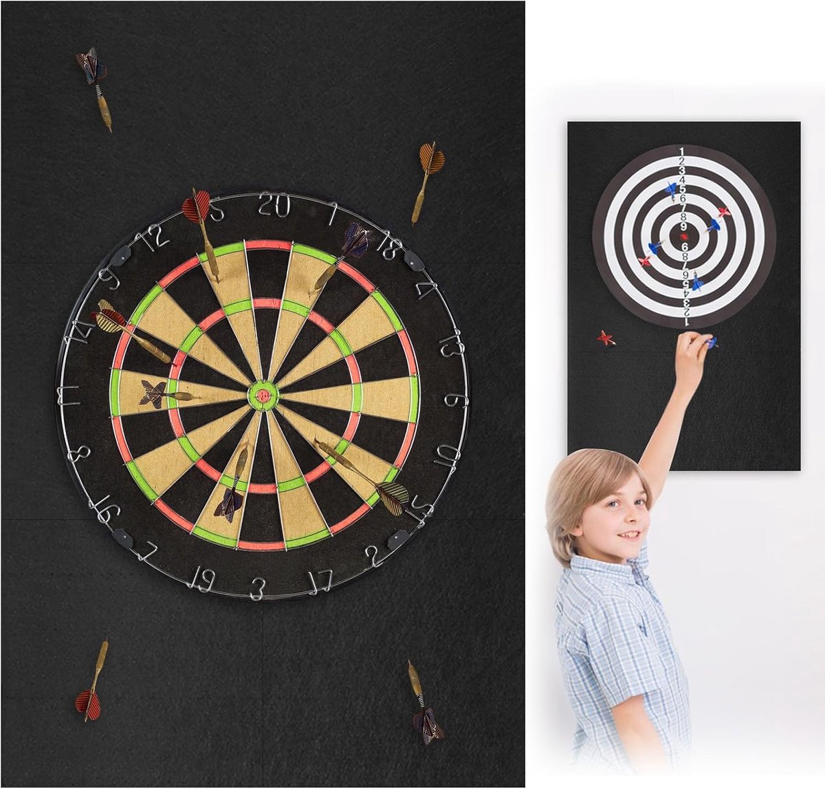 Dartboard muurbescherming 600 x 900 mm - zwart - zelfklevend - eenvoudig te bevestigen - ShopVlot