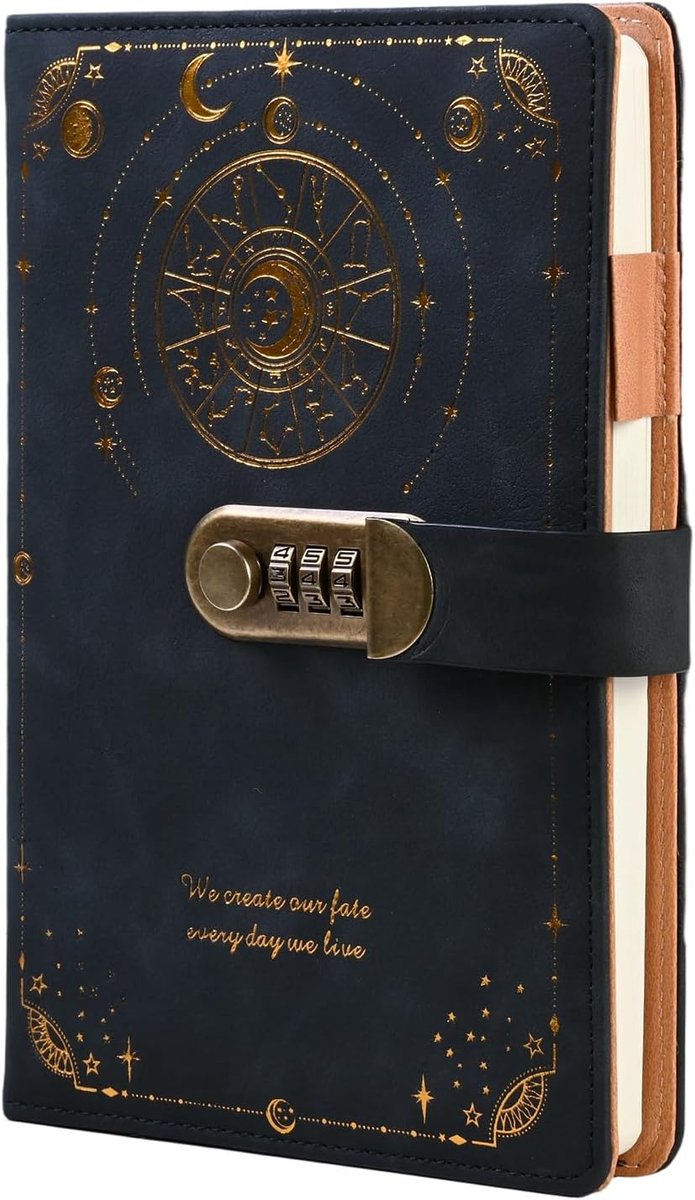 Geheim notitieboek A5 - PU leer - vintage met hangslot - veilig en stijlvol schrijven - ShopVlot