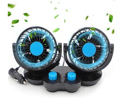 Auto Ventilator 12V Dubbele Kop - 360 Graden Draaibaar - Stil met 2 Snelheden - Voor een Koel Interieur - ShopVlot