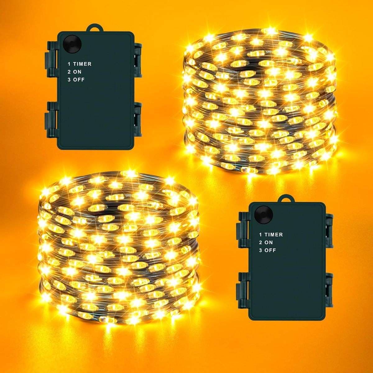 Lichtketting 5 m - 50 leds warmwit - batterij en timer - sfeervolle decoratie voor Halloween en kerst - ShopVlot