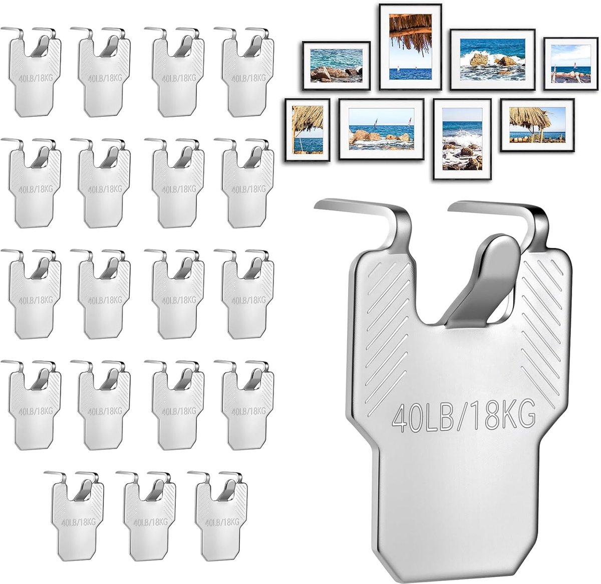 Haken voor het ophangen van foto's zonder gaten - Sterke ijzeren klauwen - Geschikt voor gipswanden - ShopVlot