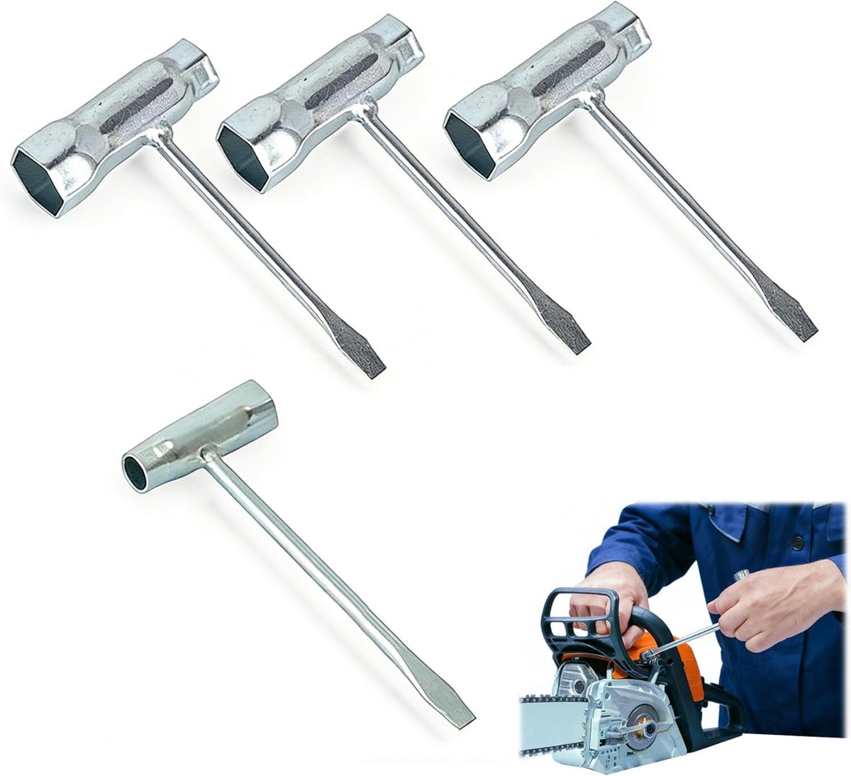 Bougiesleutel set - 4-delig 13mm x 19mm T-handgreep - Hoogwaardige gereedschappen voor tweecilinder motoren - ShopVlot