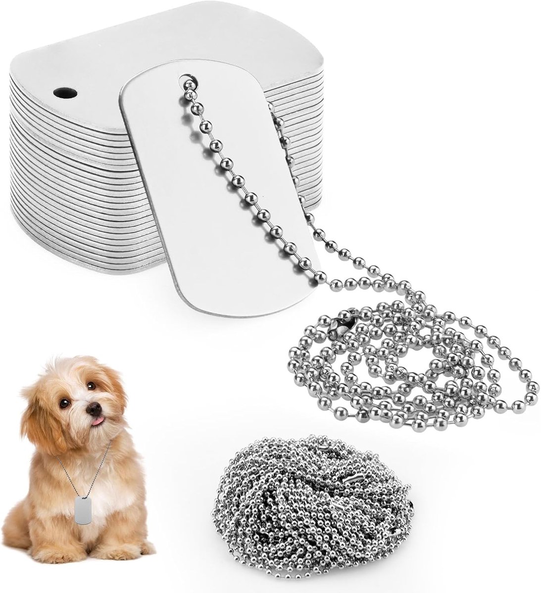 Identificatietags 25 stuks - Aluminium - Rectangular lasergegraveerd - Ideaal voor huisdieridentificatie - ShopVlot