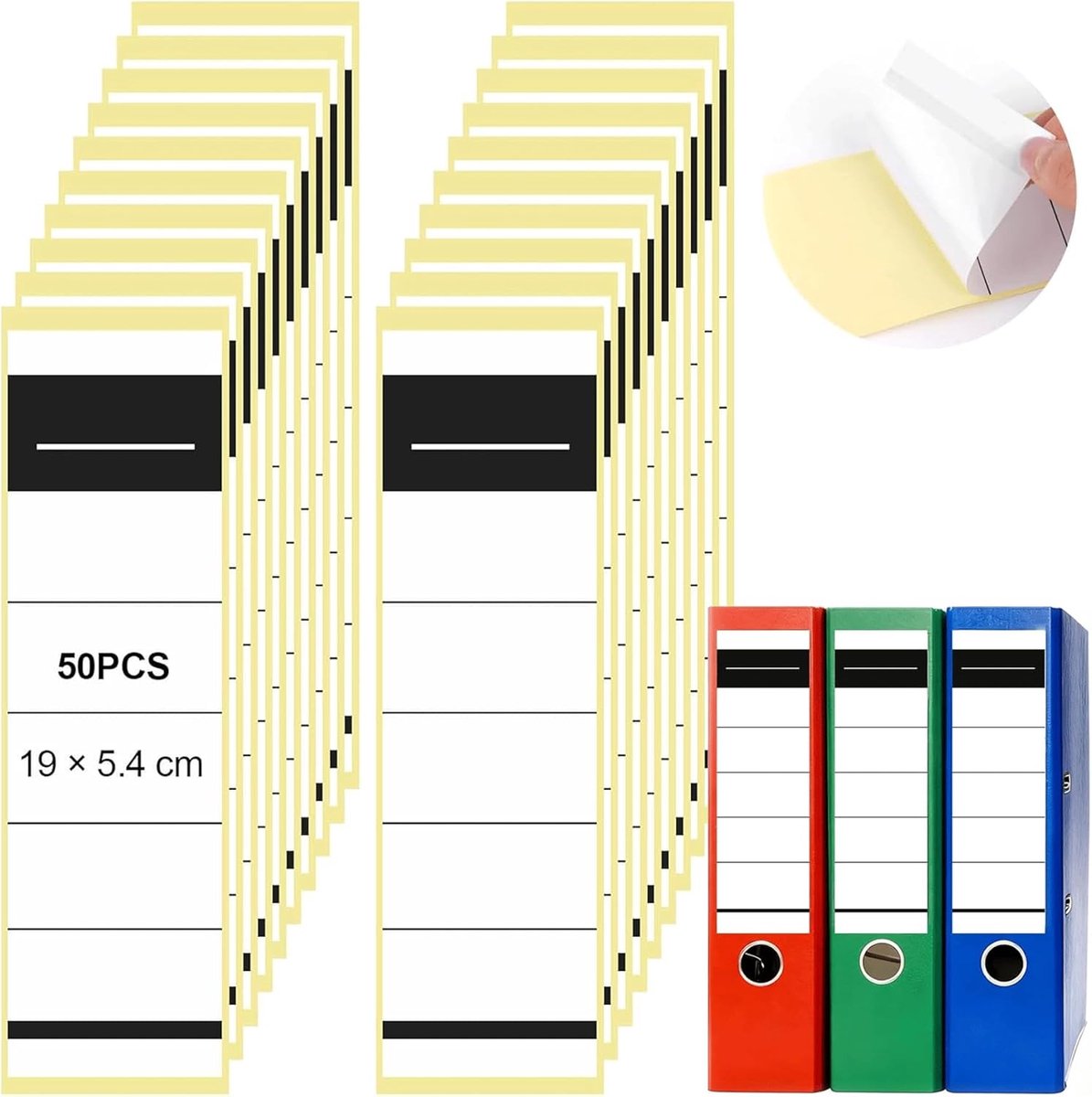 Bestandenlabels zelfklevend 50 stuks - 19 x 5,4 cm - sterke hechting - voor flexibele documentorganisatie - ShopVlot