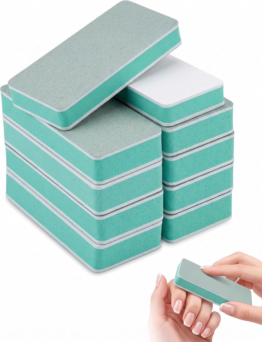 Buffer professionele nagels 20 stuks - dubbelzijdig wit groen - korrel 1000/4000 - glanzende afwerking - ShopVlot