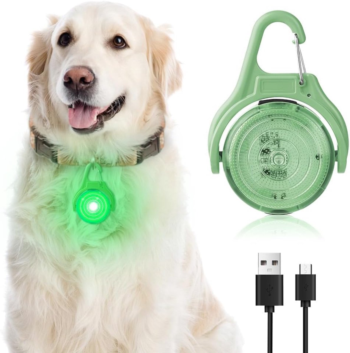 LED veiligheidslicht voor hondenhalsband - Waterproof - 4 knippermodi - Verhoog de veiligheid van uw huisdier - ShopVlot