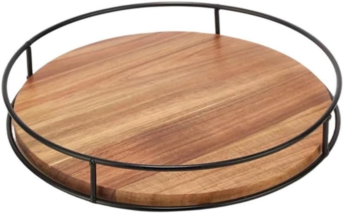 Draaibaar houten opbergrek - kruidenrek voor de keuken - cosmeticarek voor de badkamer - dienblad van ijzer en hout - geschikt voor keukens en badkamers