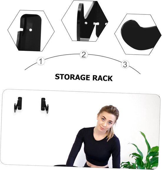 Yoga Mat Opbergrek - Mat Houder - Yoga Thuis - Wandmontage Ontwerp - 22.4x11.5cm - Zwart — afbeelding 5