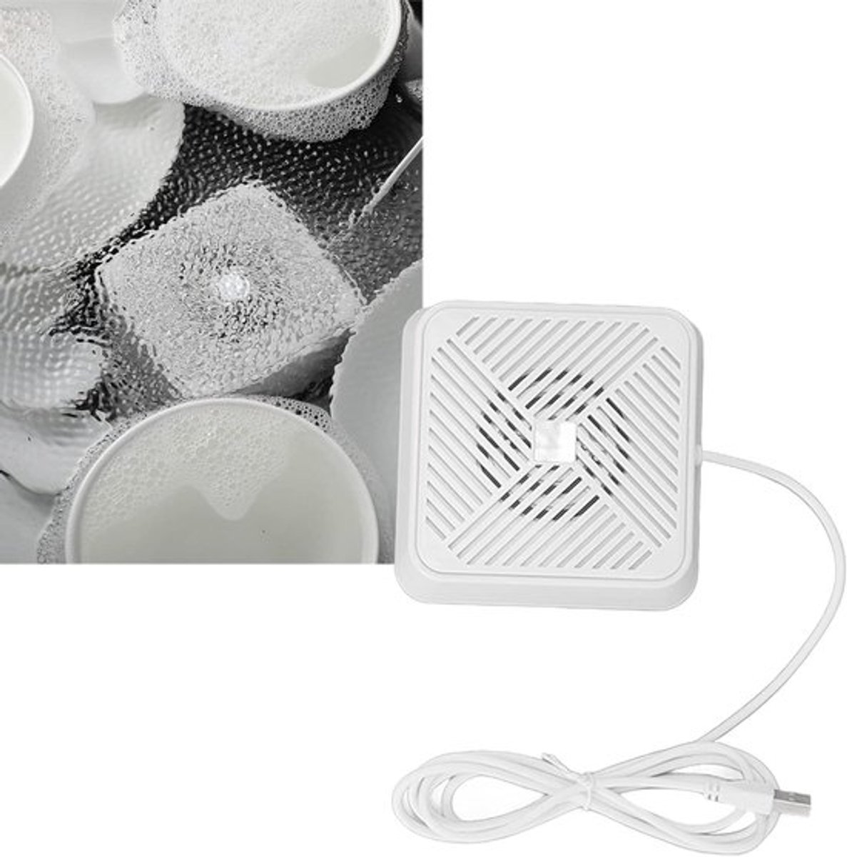 Draagbare ultrasone mini USB reiniger voor vaatwerk, fruit en groente, compact en eenvoudig in gebruik voor grondige reiniging thuis en onderweg