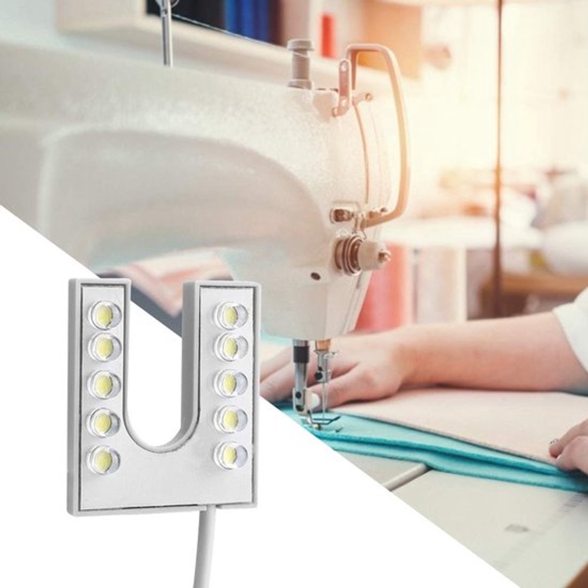 Naaimachinelamp, platte naaimachinelamp, led-zwanenhalslamp voor naaimachines of draaibanken, freesmachines