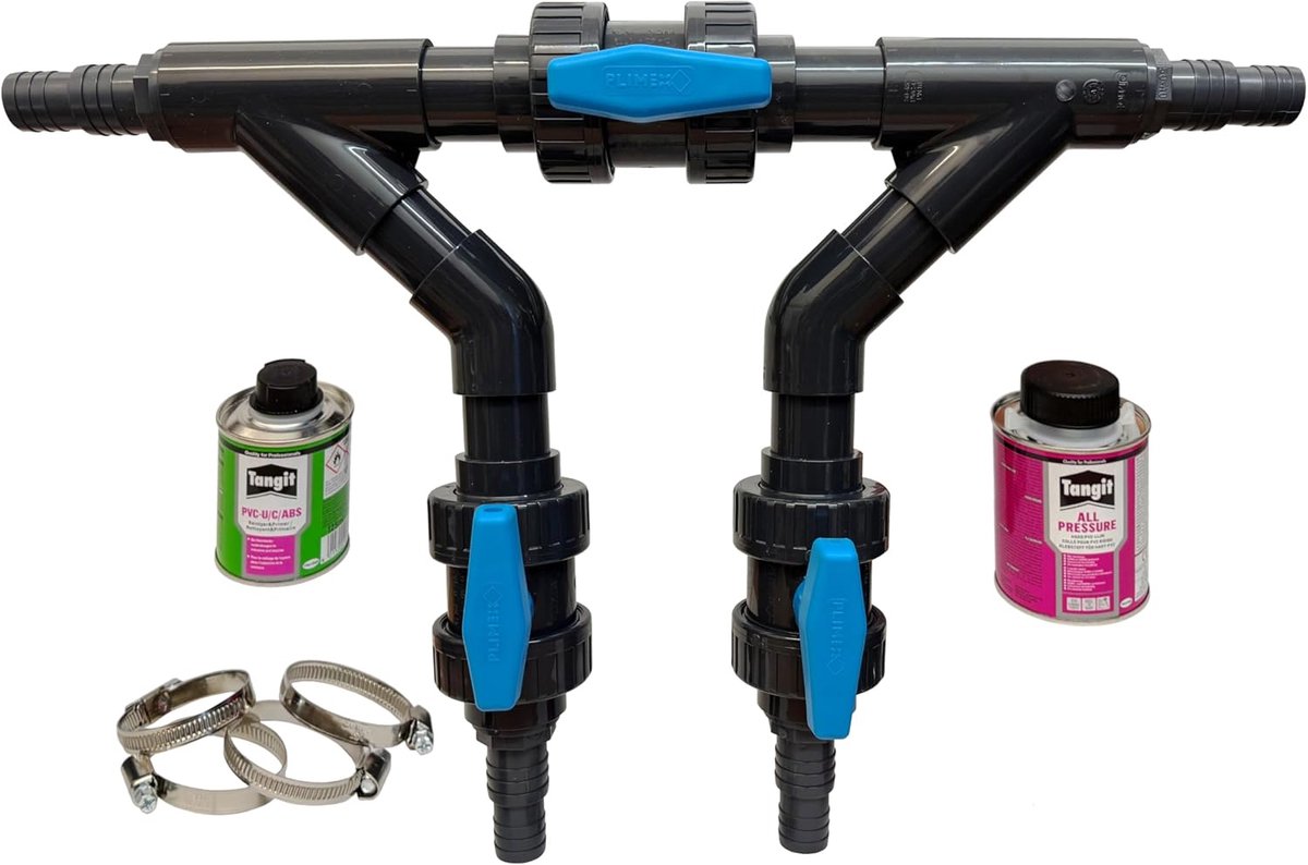 Bypass set 45° klep - adapter voor zwembadverwarming - eenvoudig waterstroom regelen - optimale controle - ShopVlot