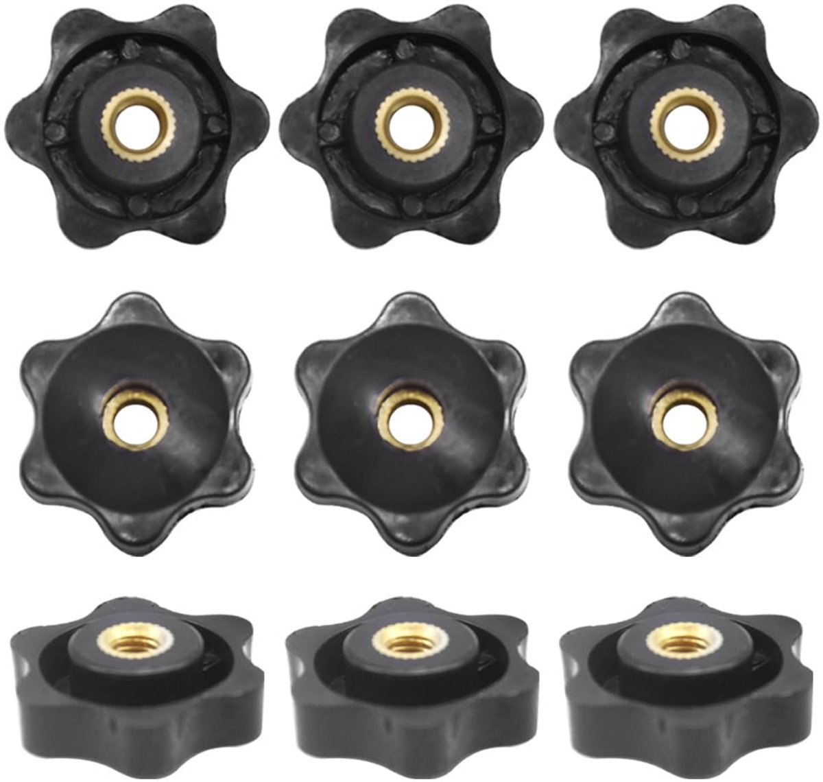 Star Grip Moeren M6 - Messing met Knurling - Stervormige Klemknop voor Mech. Toepassingen - ShopVlot