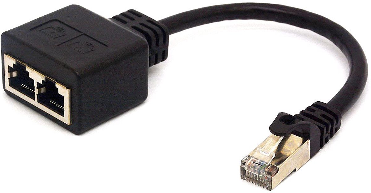 RJ45 Adapter - Male naar Dual Female - Gigabit Ethernet ondersteuning - Verbind twee apparaten - ShopVlot