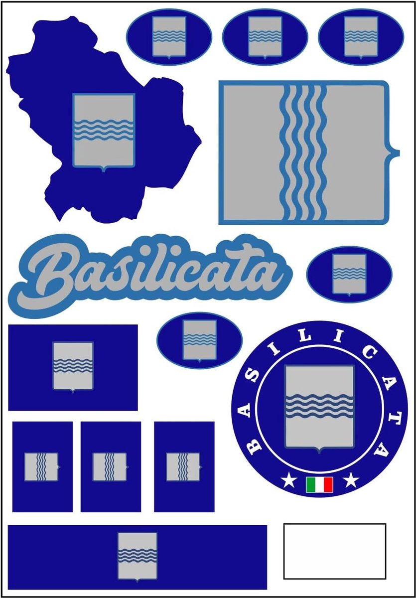 Stickerblad Basilicata Italië - 13-delige set - Hoogwaardige vinyl - Perfect voor auto of motor - ShopVlot
